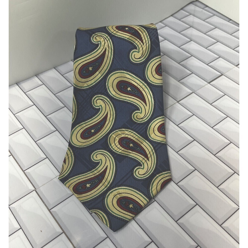 Vintage Mens Y2K Polo Ralph Lauren 100% Silk Paisley Print Necktie